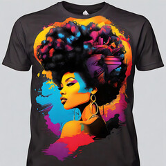 Vibrant Afrobeat Fusion Colorful Silhouette T-Shirt Design image.
