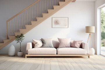 Fototapeta na wymiar 3d rendered Minimal style Modern living room interior design with sofa
