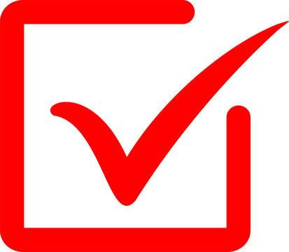  Red check mark icon. Tick ​​symbol in red color. Replaceable vector design