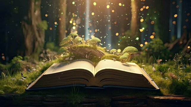 magic book with magic light