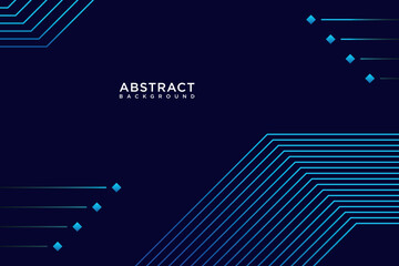 Minimalist Dark Blue Abstract Background with Geometric Digital Lines and Corner Elements for High-Tech Presentation