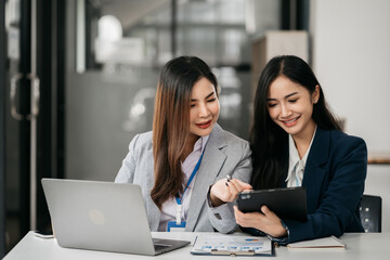 Fototapeta premium Business woman working and update tasks with milestones progress planning and professional investor working new start up project in the offi