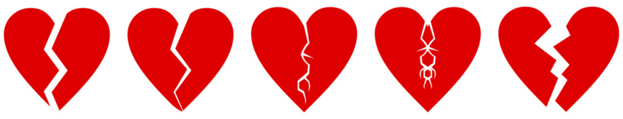 Heart Broken icon set. broken heart icon separated symbols