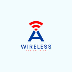 Modern Letter A Wireless Logo Design Vector Image