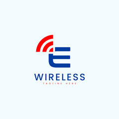 Modern Letter E Wireless Logo Design Vector Image - obrazy, fototapety, plakaty