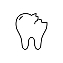 Crack teeth icons, dentist minimalist vector illustration ,simple transparent graphic element .Isolated on white background