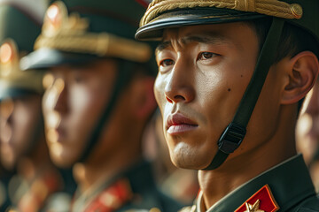 Portrait of an Asian military man in uniform - obrazy, fototapety, plakaty
