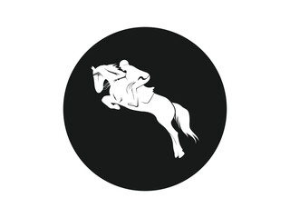 horseman vector logo, black and white circle design, eps 10.