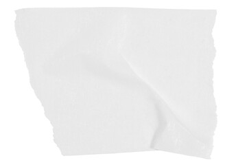 A piece of white paper tape on a blank background.