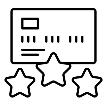 Credit score or rating icon with credit card and stars