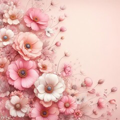 Banner in pastel colors with flowers. Generative AI