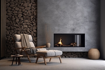 3d rendered Minimal style Modern living room interior design with modern chair