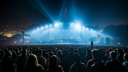 Concert at night in city