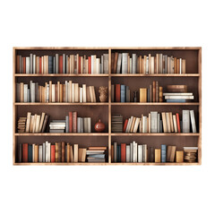 Retro solid wood bookcase isolated on transparent background