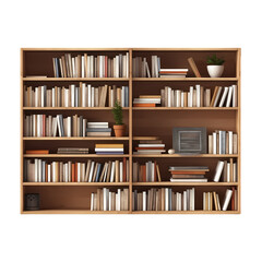 Retro solid wood bookcase isolated on transparent background