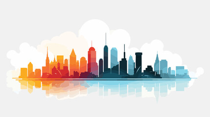  creative illustration city skyline with sleek silhouettes. Vector illustration 
