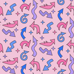 Vintage 90s style seamless pattern with arrows
