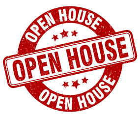 open house stamp. open house label. round grunge sign