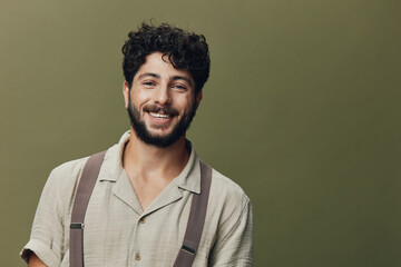 Fototapeta premium Guy isolated background young men face happy person portrait