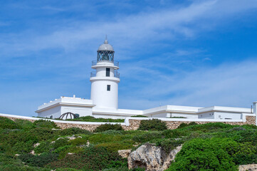 Fototapeta na wymiar building of a nautical lighthouse, Menorca.