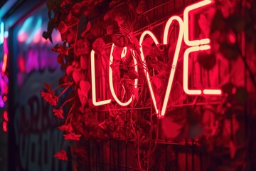 Valentine's Illumination: Bright red lights create a stunning display spelling out 