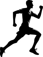 Running Men Silhouette, Vector Set Of Isolated Silhouettes