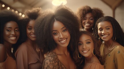  young smiling black woman influencers posing for a photo, 16:9 - Powered by Adobe