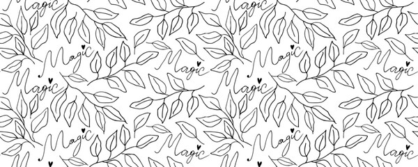 Modern abstract background with leaves and word 