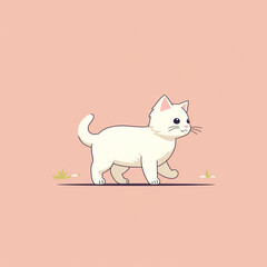 Minimalist 2d cat logo with solid background