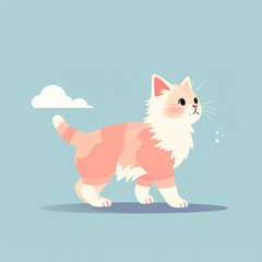 Fototapeta premium Minimalist 2d cat logo with solid background