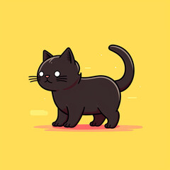 Minimalist 2d cat logo with solid background