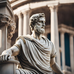 stoic, philosopher, contemplation, stoicism, thought, modern, renaissance, Greek, statue, philosophy, sculpture, thinking, history, ancient , Marble statues, Stoic philosophy, Marcus Aurelius - obrazy, fototapety, plakaty