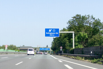 Autobahn 2 Ausfahrt 9, Recklinghausen-Süd in Richtung Hannover