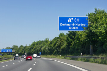 Autobahn 2, Ausfahrt 13, Dortmund-Nordost in Richtung Hannover