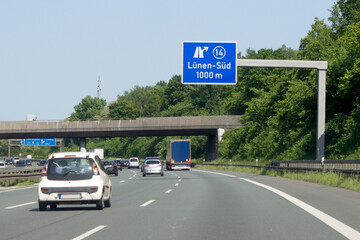 Autobahn 2, Ausfahrt 14, Lünen-Süd, in Richtung Hannover