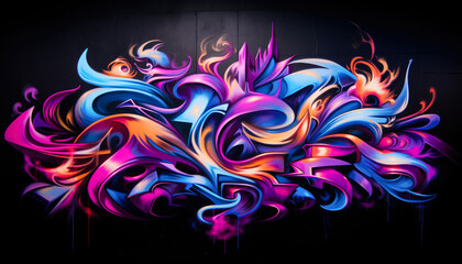 Streetinspired graffiti background featuring a fusion of blue pink and black colors