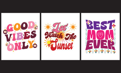 Groovy t shirt design with flowers , smile face, typography for graphic t shirt and sticker poster.