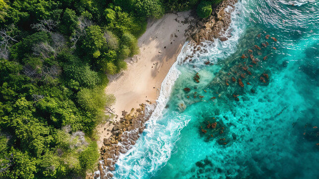 Plastic-Free Paradise:  A beach untouched by plastic pollution, conveying the beauty of pristine shorelines and the need for responsible waste management