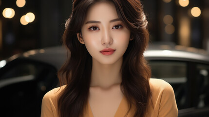 Fototapeta premium young beautiful woman with attractive hair style