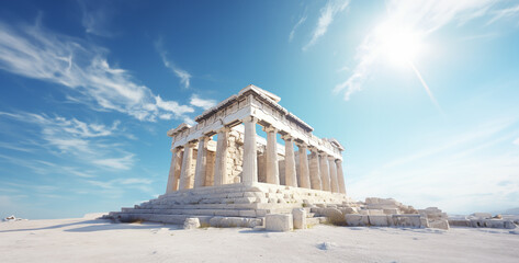 high definition color photo of greek architecture - obrazy, fototapety, plakaty