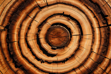 annual rings of wood - panoramic texture ideal for architectural visualization or web banners, copy space, detailed.