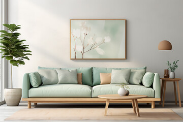 3d rendered Minimal style Modern living room interior design with sofa