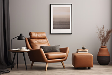 3d rendered Minimal style Modern furniture in living room interior design with modern chair