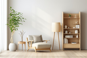 3d rendered Minimal style Modern living room interior design with modern chair