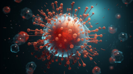 A spikey virus floating in the blood stream. 