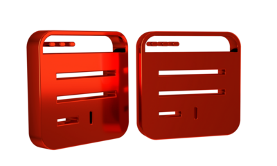 Red Browser window icon isolated on transparent background.