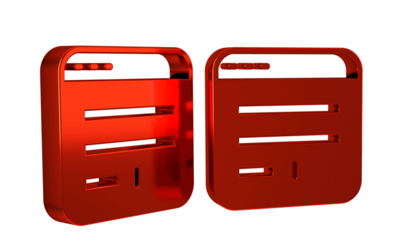 Red Browser window icon isolated on transparent background.