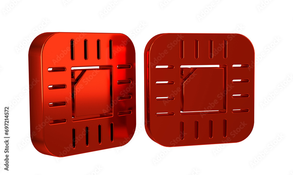 Aufkleber red computer processor with microcircuits cpu icon isolated on transparent background. chip or cpu w