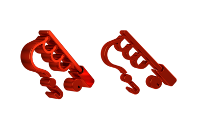 Red Fishing rod icon isolated on transparent background. Fishing equipment and fish farming topics.