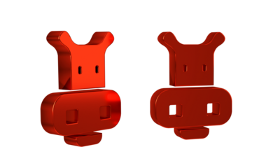 Red Hippo or Hippopotamus icon isolated on transparent background. Animal symbol.